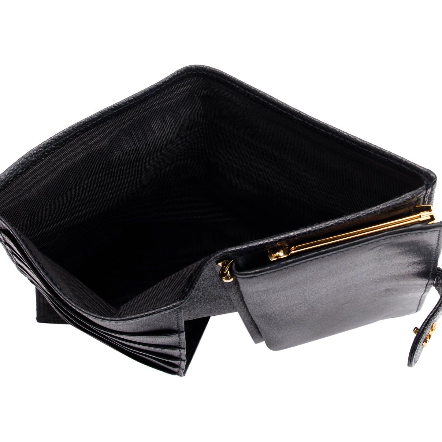 Chanel Vintage Black Caviar Long French Wallet