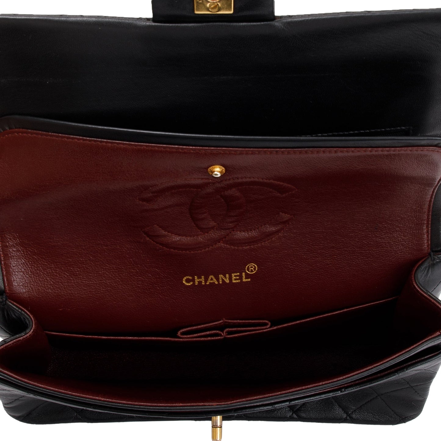 Chanel Vintage Black Lambskin Classic Medium Double Flap Bag
