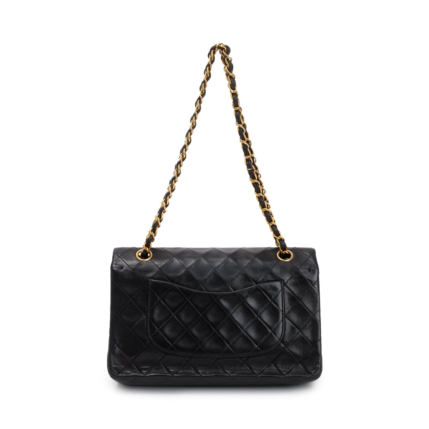 Chanel Vintage Black Lambskin Classic Medium Double Flap Bag