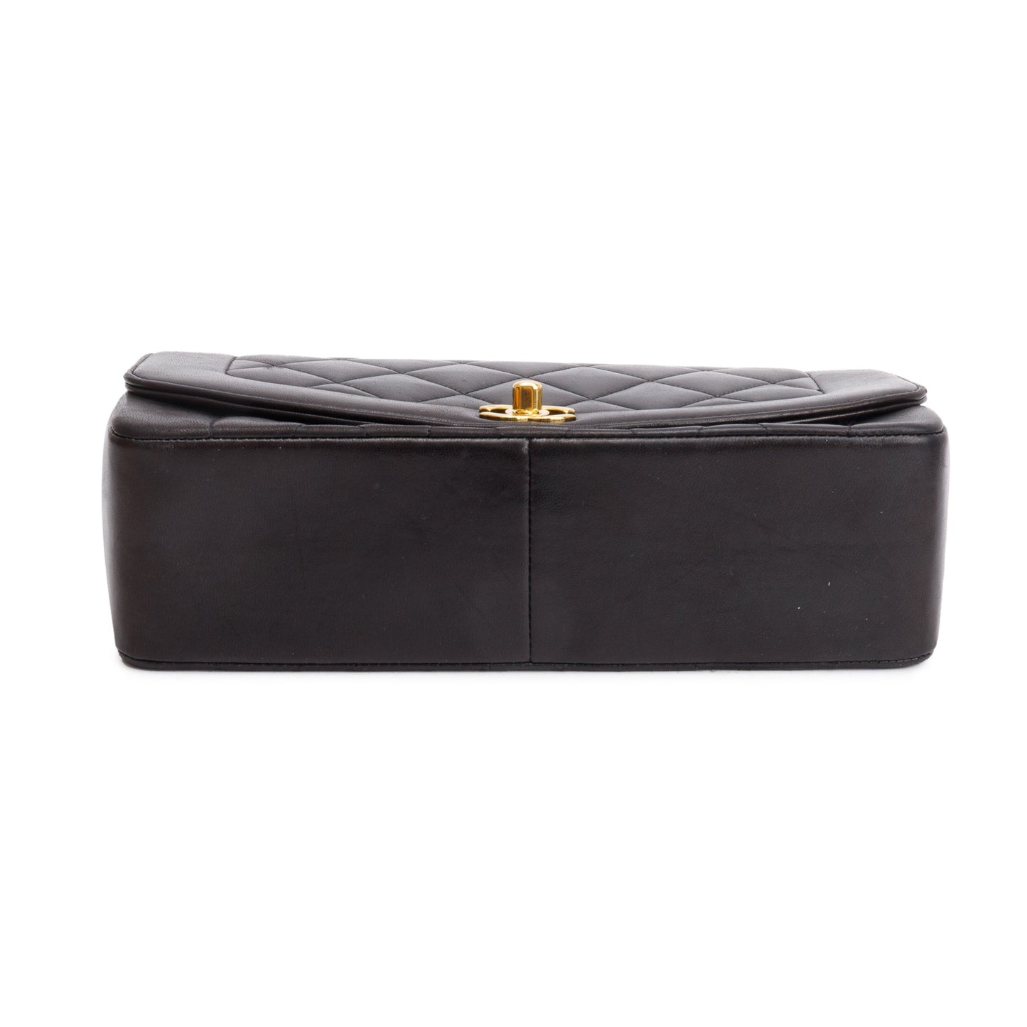 Chanel Vintage Black Lambskin Leather Medium Diana Flap Bag