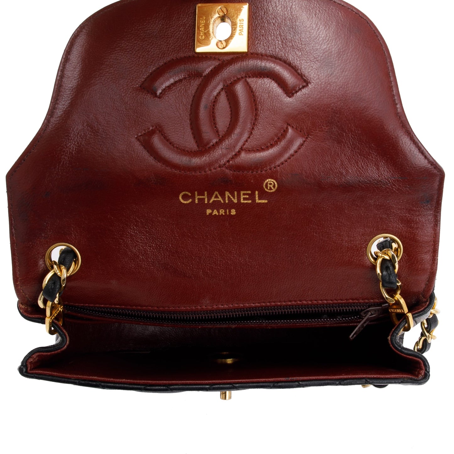 Chanel Vintage Black Lambskin Leather Mini Crossbody Flap Bag