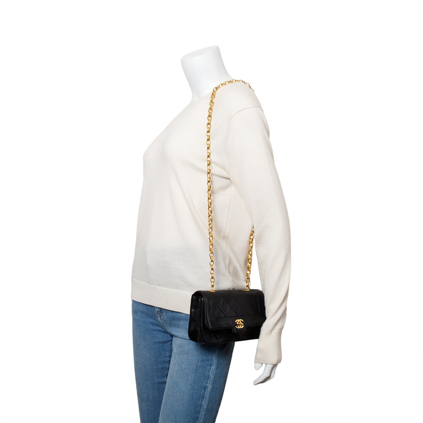 Chanel Vintage Black Lambskin Leather Mini Diana Bijoux Flap Bag