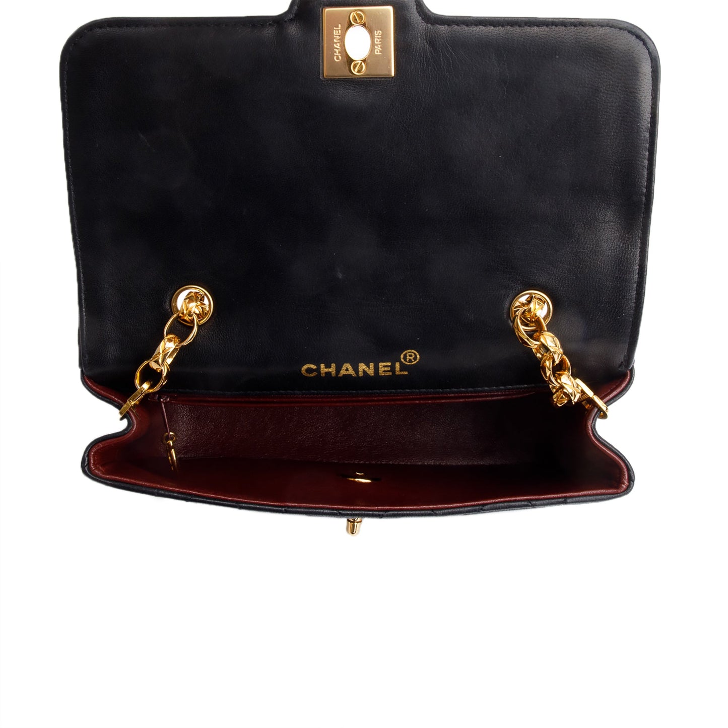 Chanel Vintage Black Lambskin Leather Mini Diana Bijoux Flap Bag