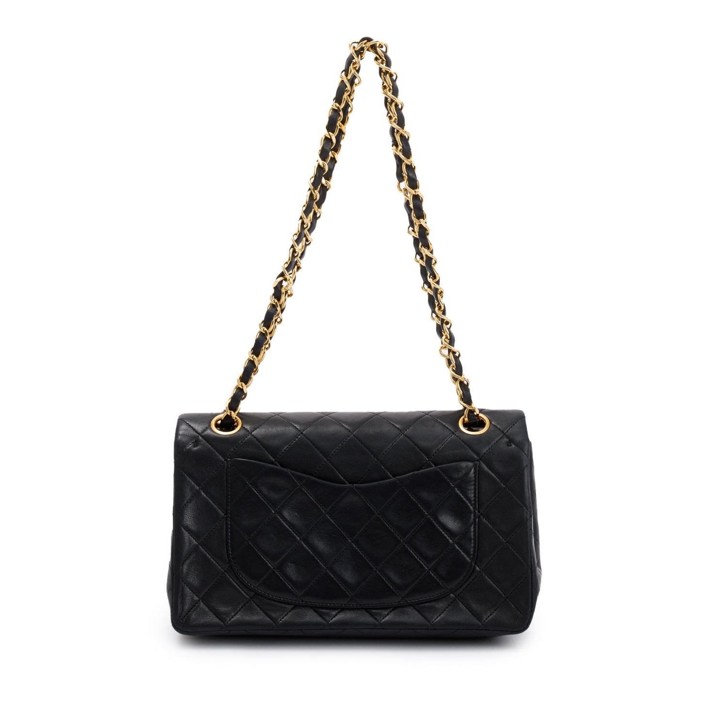 Chanel Vintage Black Lambskin Leather Small Classic Double Flap Bag
