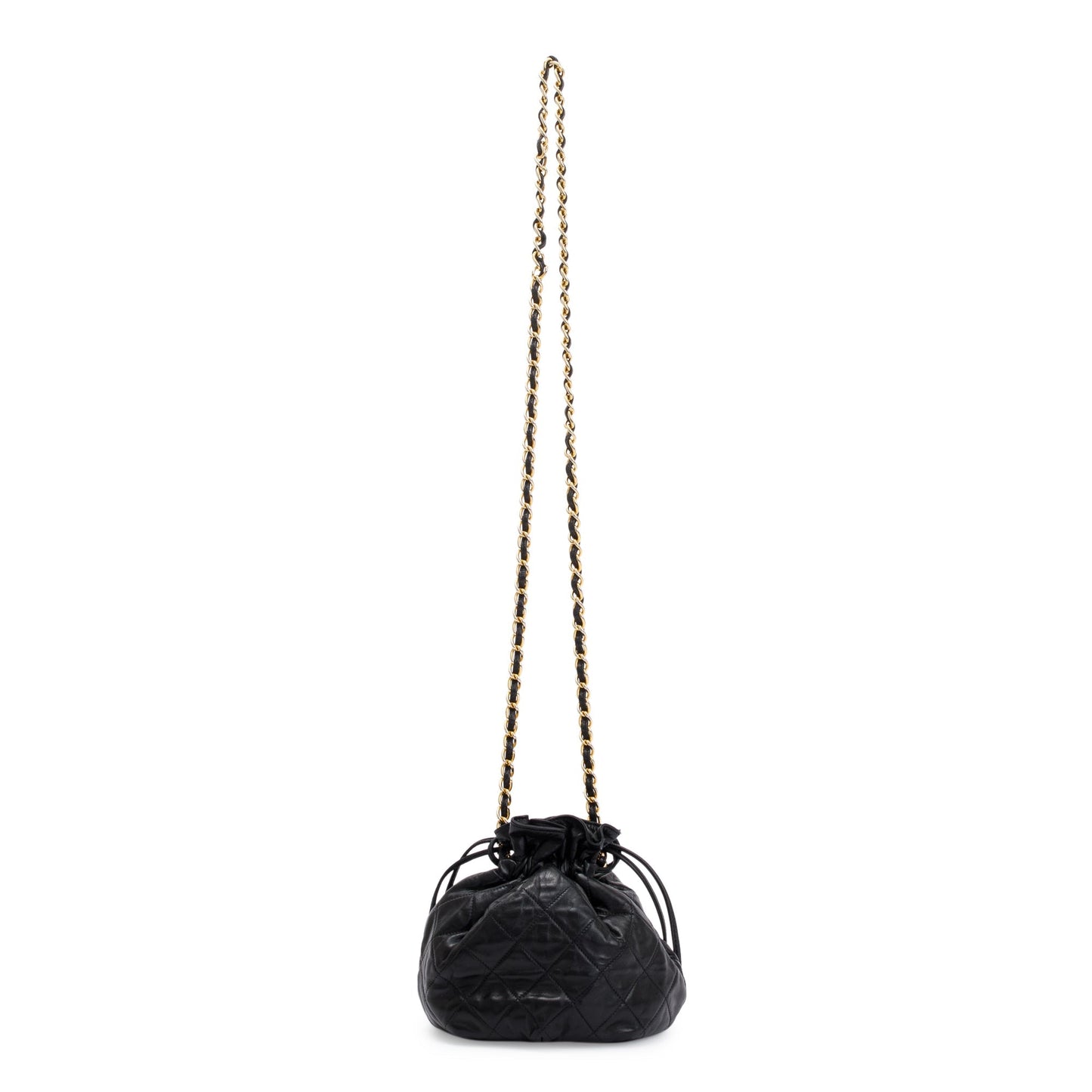 Chanel Vintage Black Lambskin Mini Bucket Crossbody Bag
