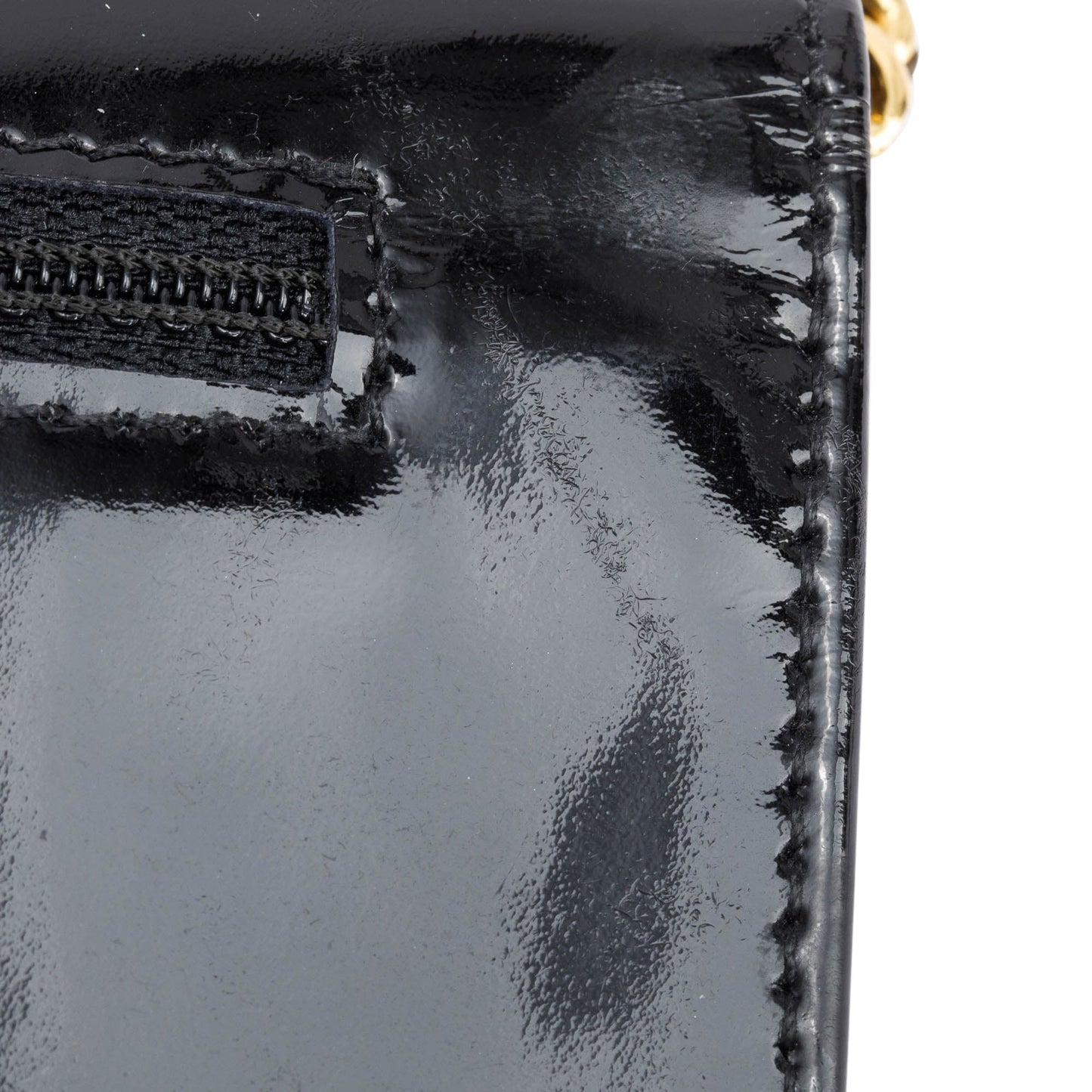 Chanel Vintage Black Patent Leather Timeless Wallet on Chain