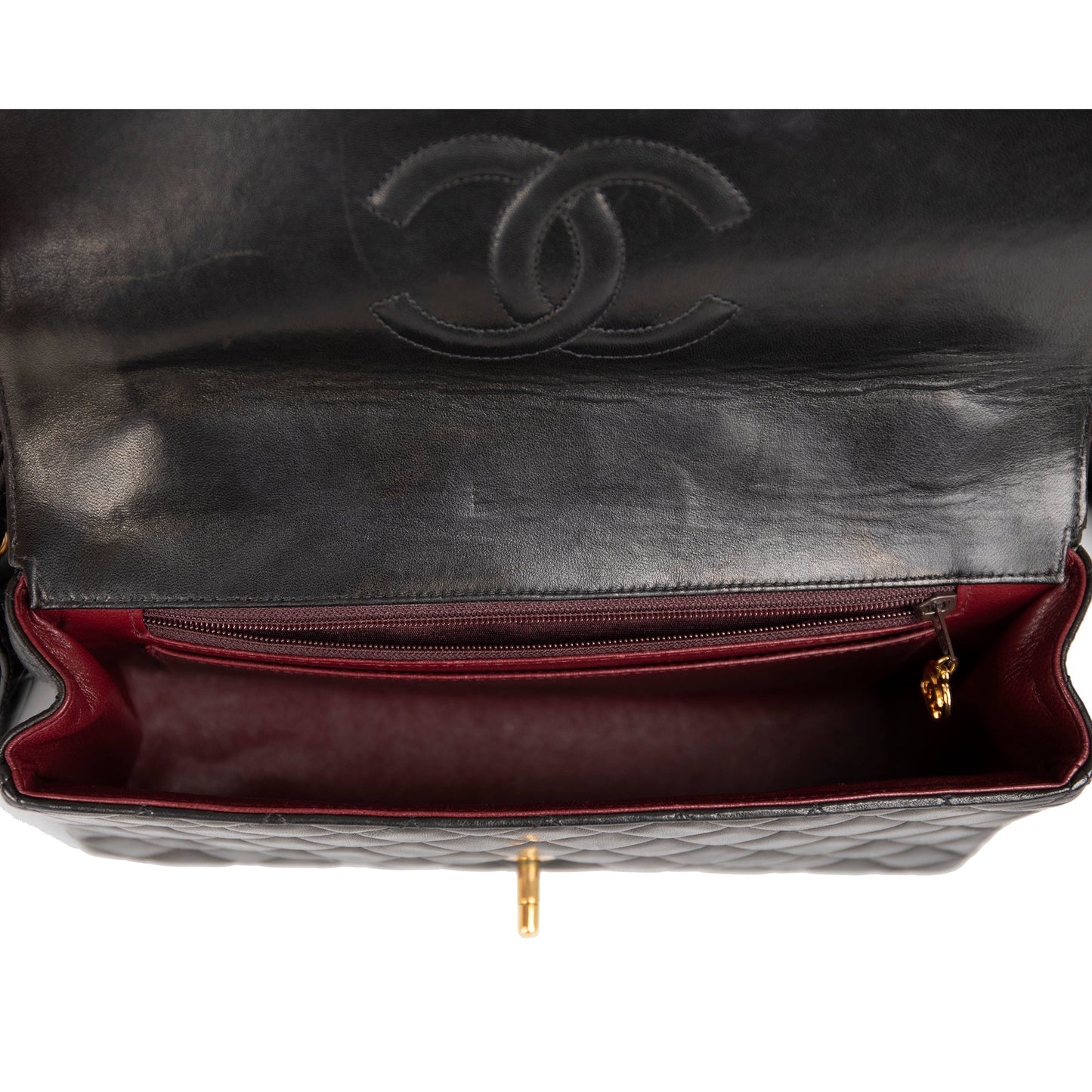 Chanel Vintage Black Quilted Lambskin Kelly Flap Bag Set