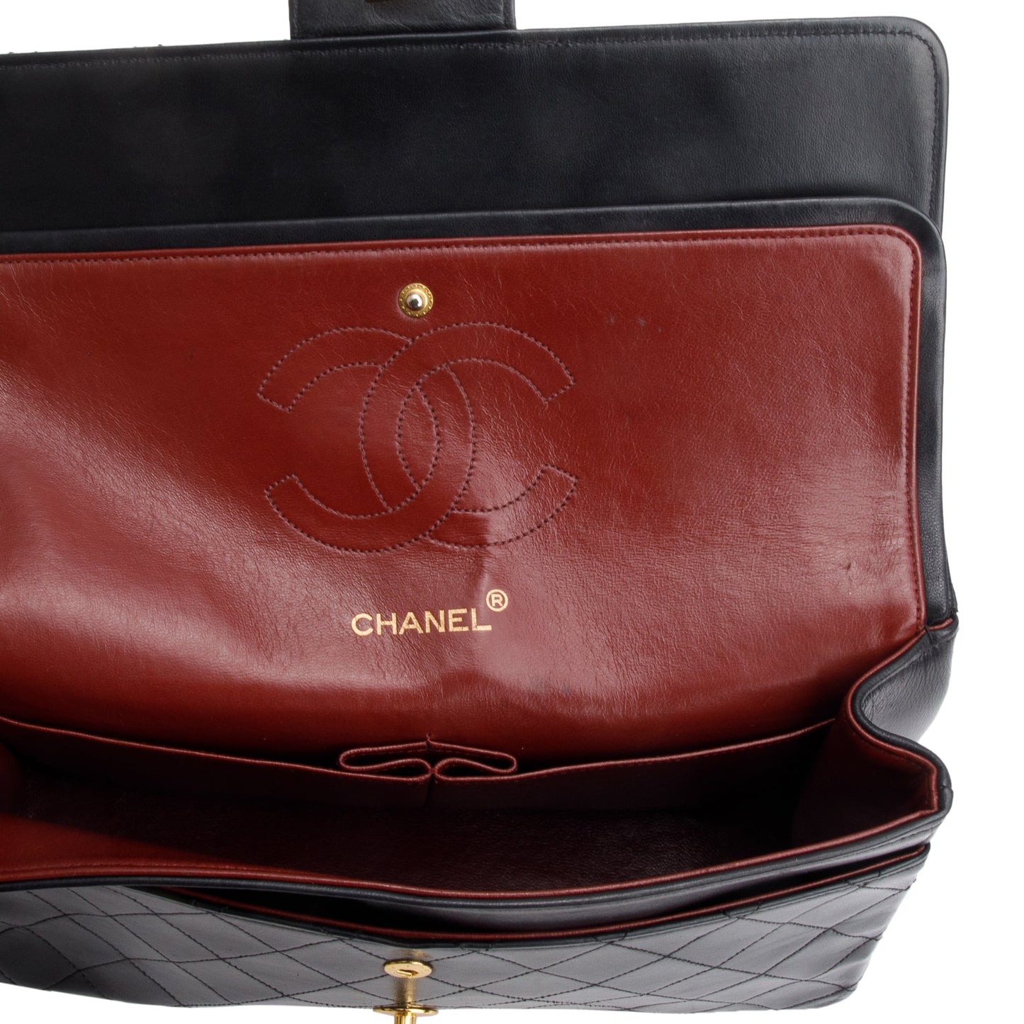 Chanel Vintage Black Quilted Lambskin Leather Bijoux Chain Medium Double Flap Bag