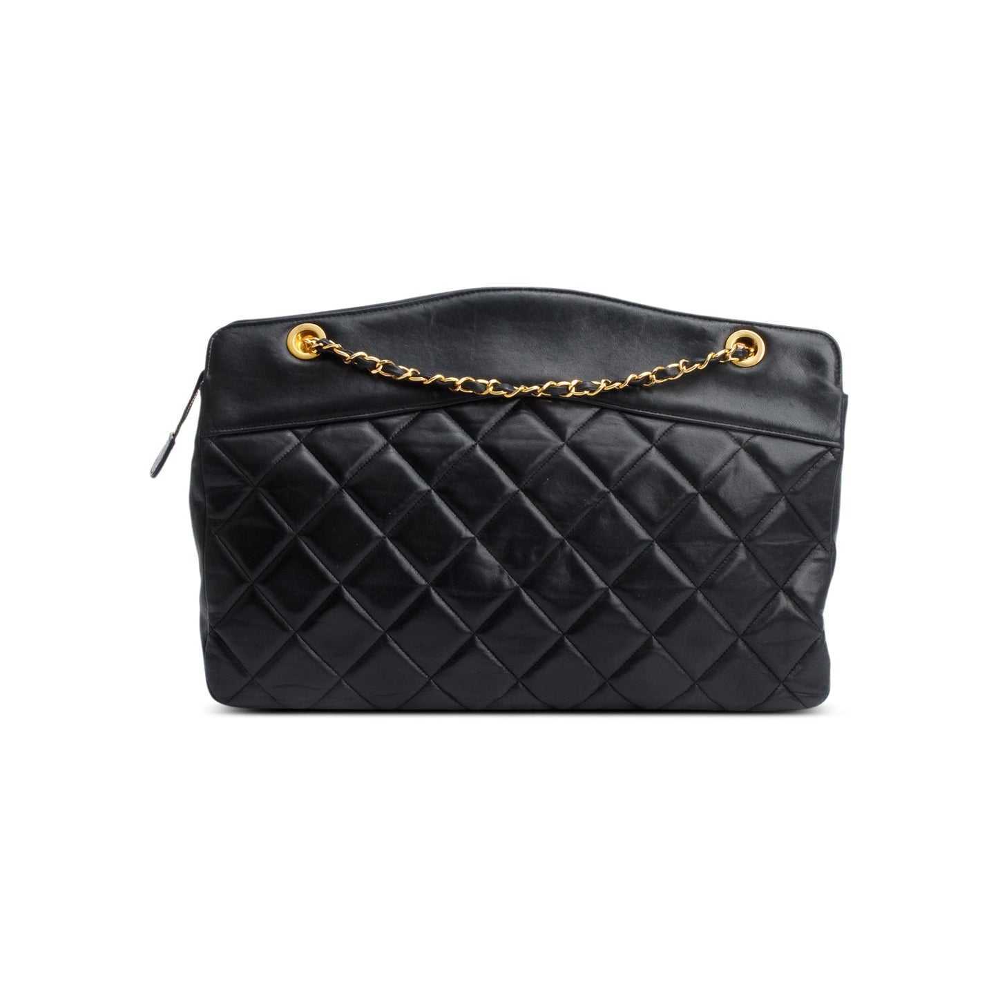 Chanel Vintage Black Quilted Lambskin Leather CC Shoulder Bag