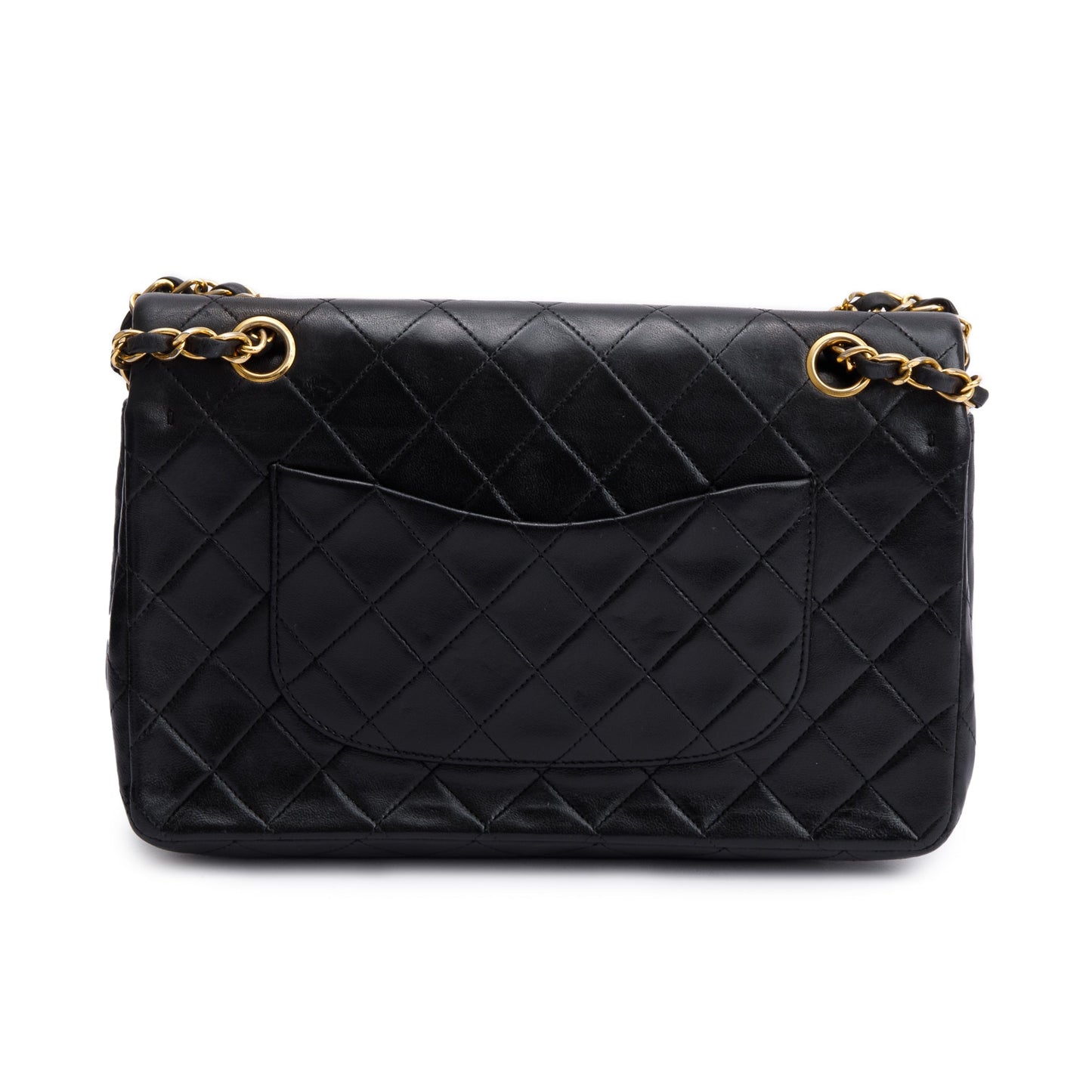 Chanel Vintage Black Quilted Lambskin Leather Classic Medium Double Flap Bag