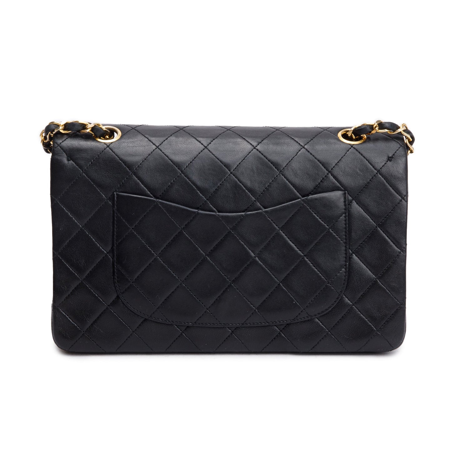 Chanel Vintage Black Quilted Lambskin Leather Classic Medium Double Flap Bag