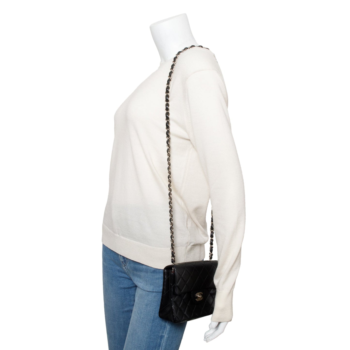Chanel Vintage Black Quilted Lambskin Leather Classic Square Mini Flap Bag