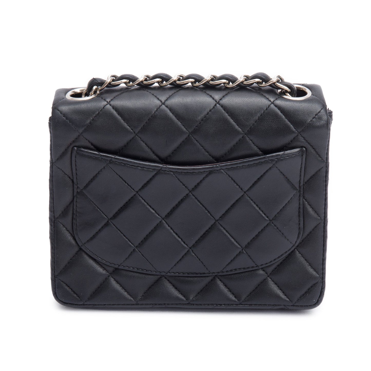 Chanel Vintage Black Quilted Lambskin Leather Classic Square Mini Flap Bag