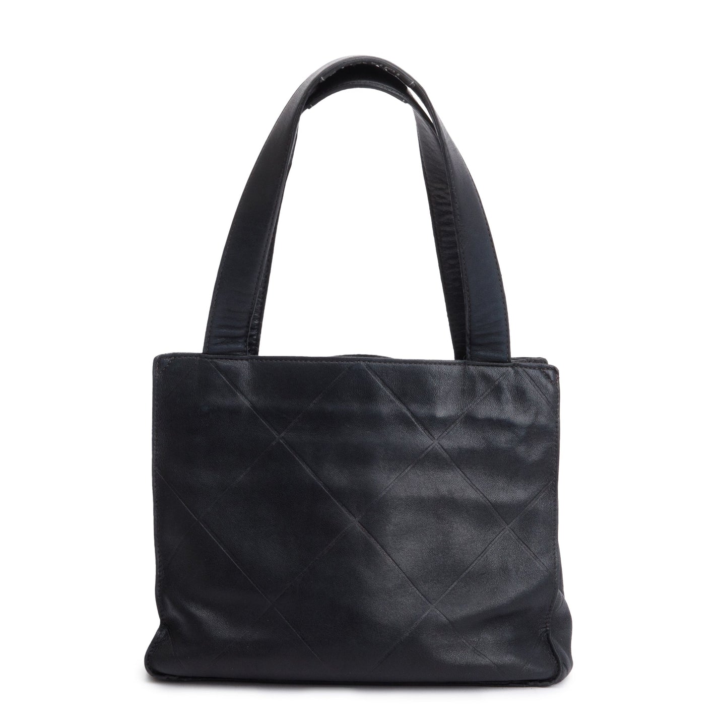 Chanel Vintage Black Quilted Lambskin Leather Tag Mini Tote Bag