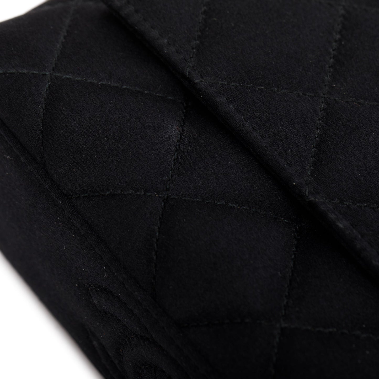 Chanel Vintage Black Quilted Satin Mini Camellia Flap Bag