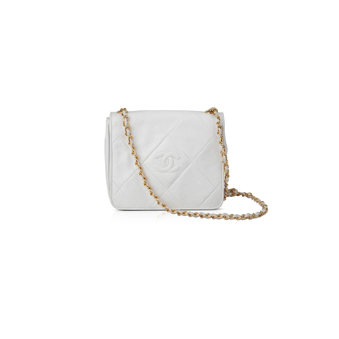 Chanel Vintage CC Lambskin Leather Crossbody Flap Bag