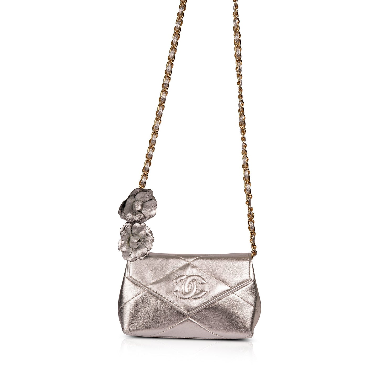 Chanel Vintage Camelia Diamond CC Flap Bag