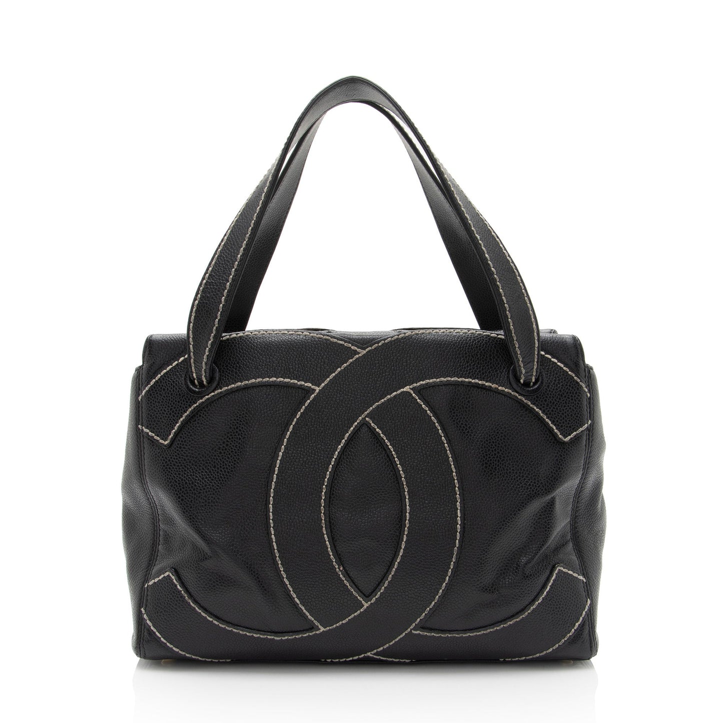 Chanel Vintage Caviar Leather Stitched CC Small Tote (SHF-nw4J2s)