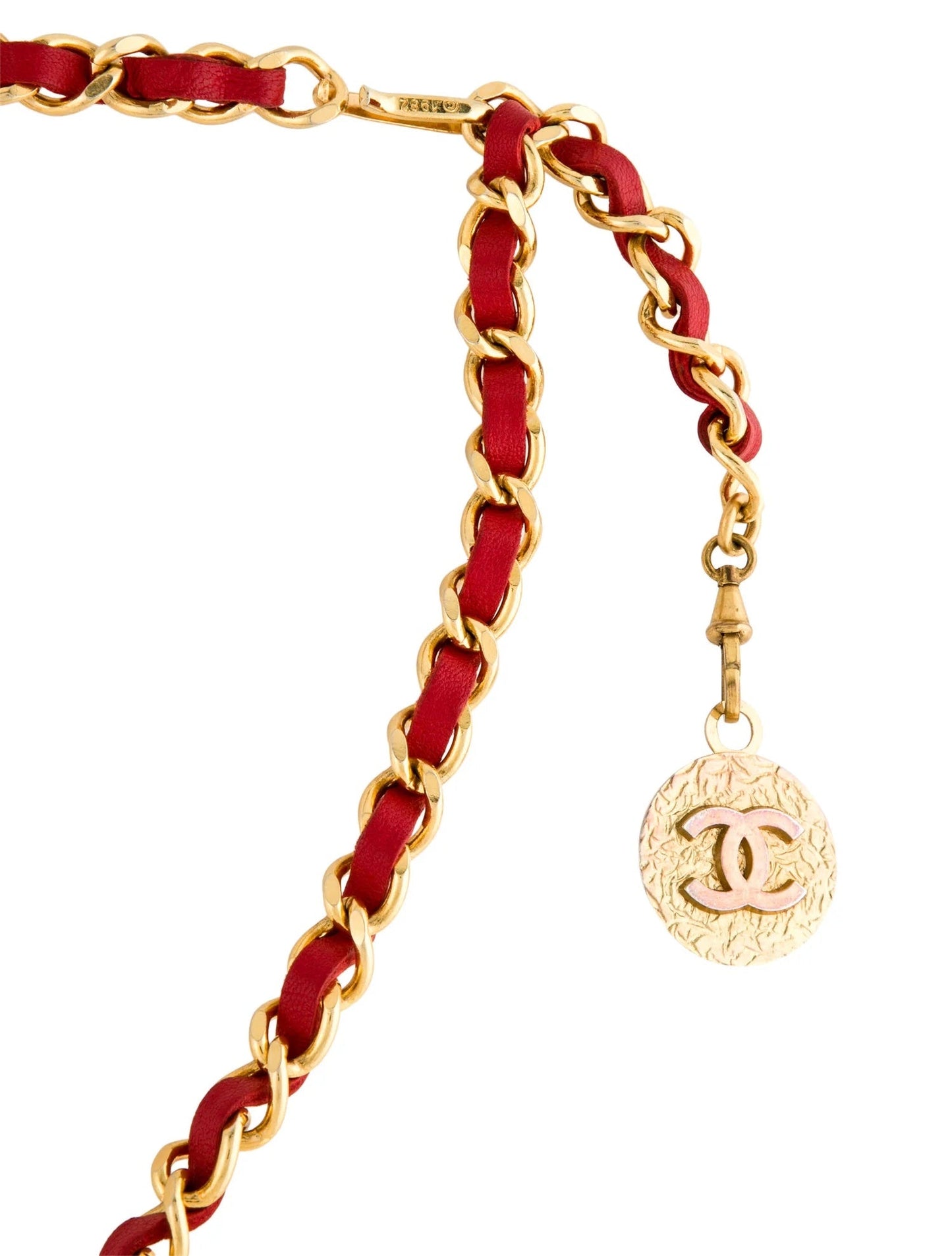 CHANEL CC MEDALLION VINTAGE CHAIN LINK & LEATHER BELT