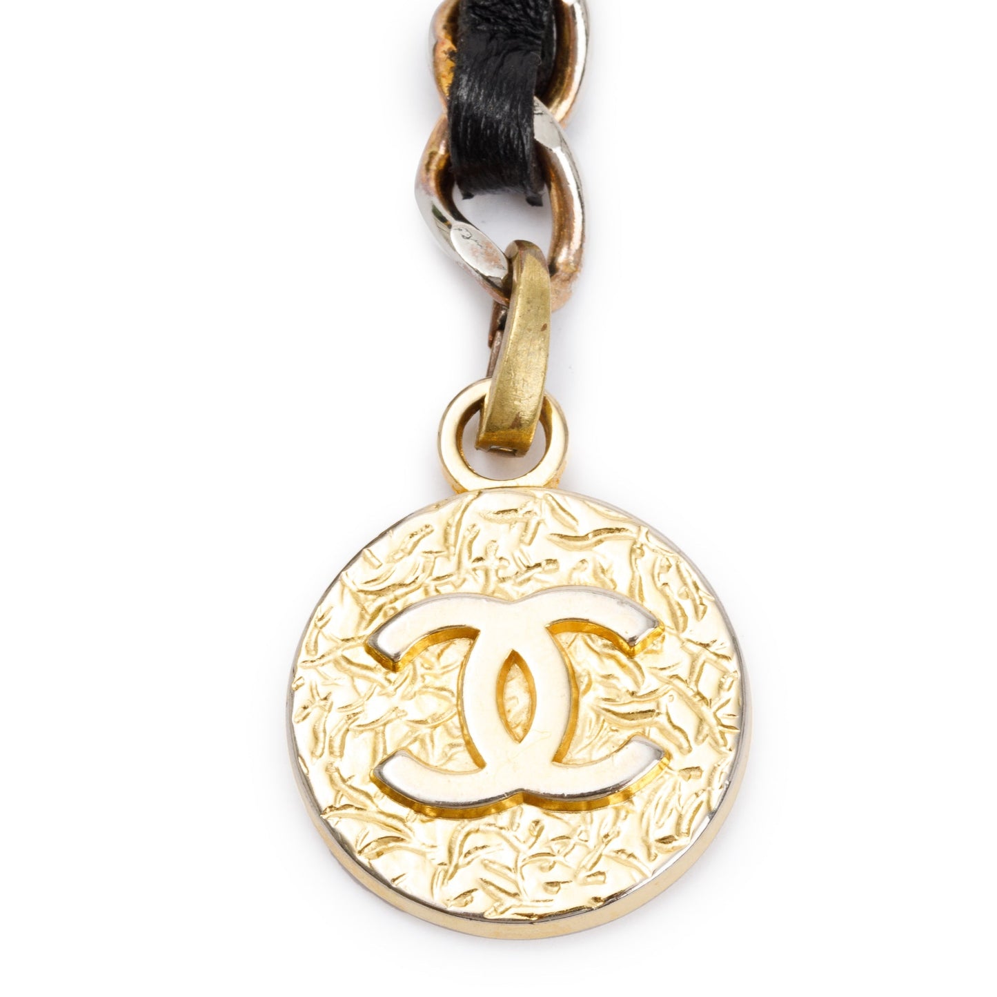Chanel Vintage Chain-Link & Leather Interlocking CC Logo Waist Belt