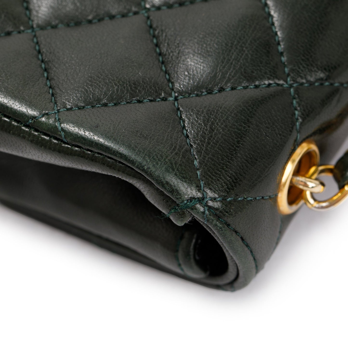 Chanel Vintage Green Quilted Lambskin Classic Mini Rectangular Flap Bag