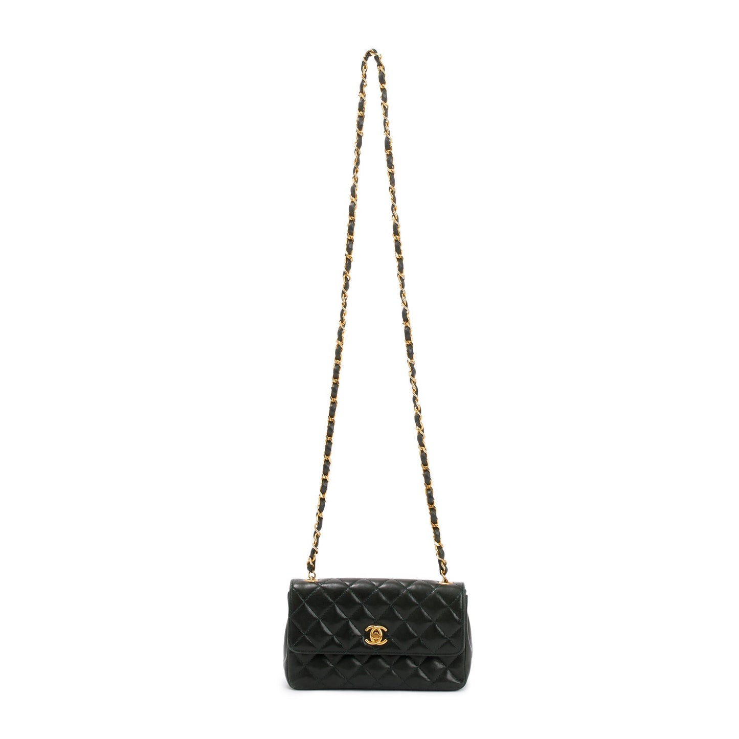 Chanel Vintage Green Quilted Lambskin Classic Mini Rectangular Flap Bag