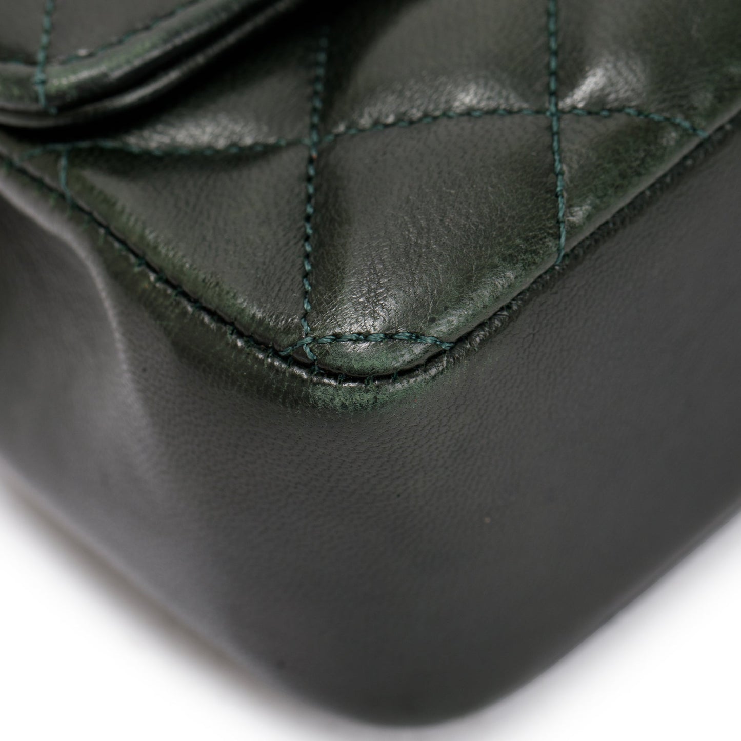 Chanel Vintage Green Quilted Lambskin Classic Mini Rectangular Flap Bag