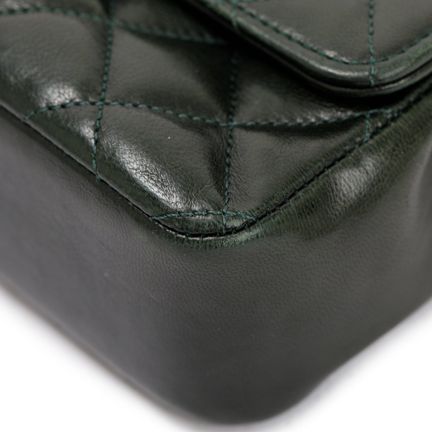 Chanel Vintage Green Quilted Lambskin Classic Mini Rectangular Flap Bag
