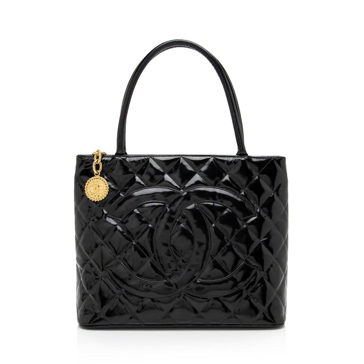 Chanel Vintage Patent Leather Medallion Tote (SHF-vDFKr8)