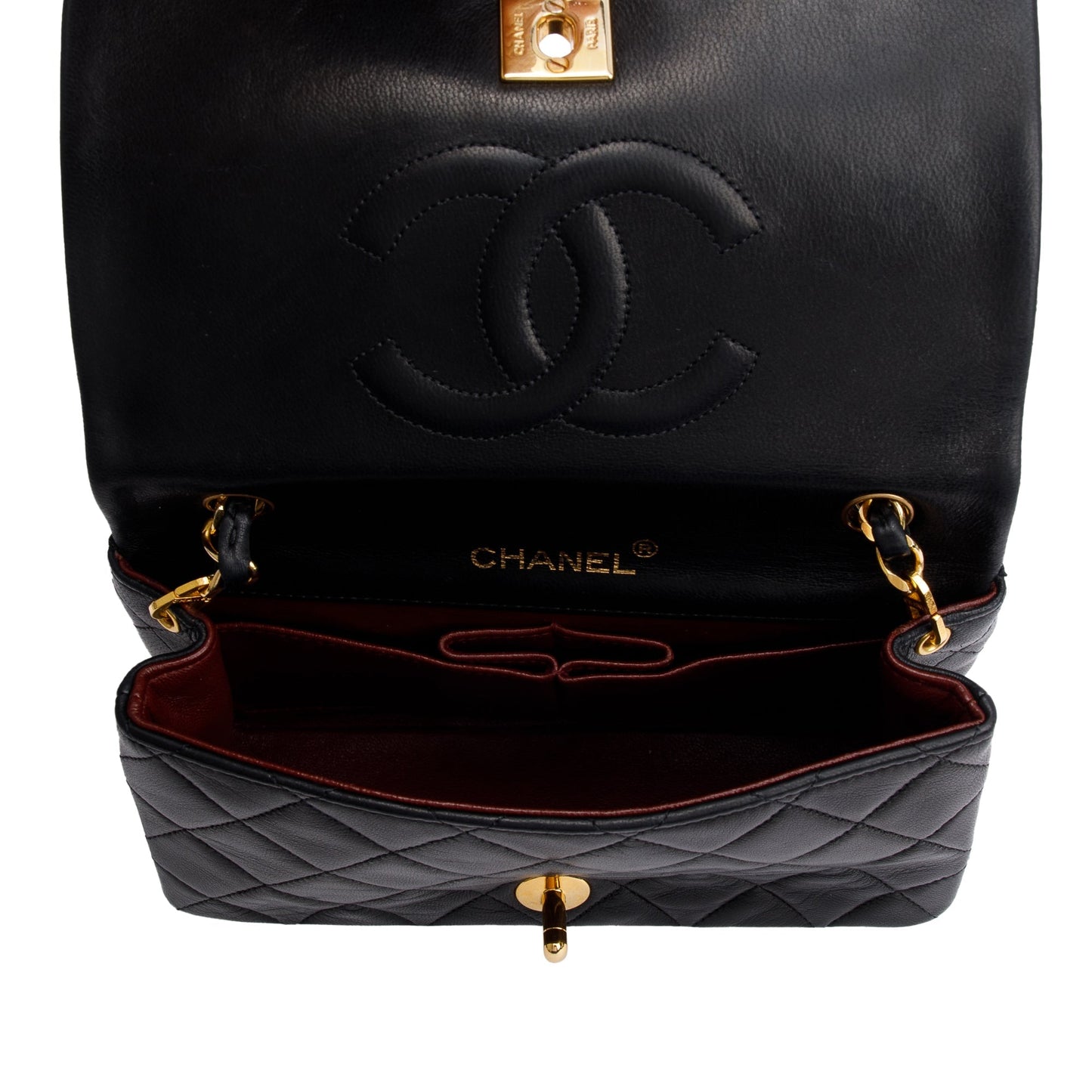 Chanel Vintage Quilted Lambskin Mini Rectangular Full Flap Bag