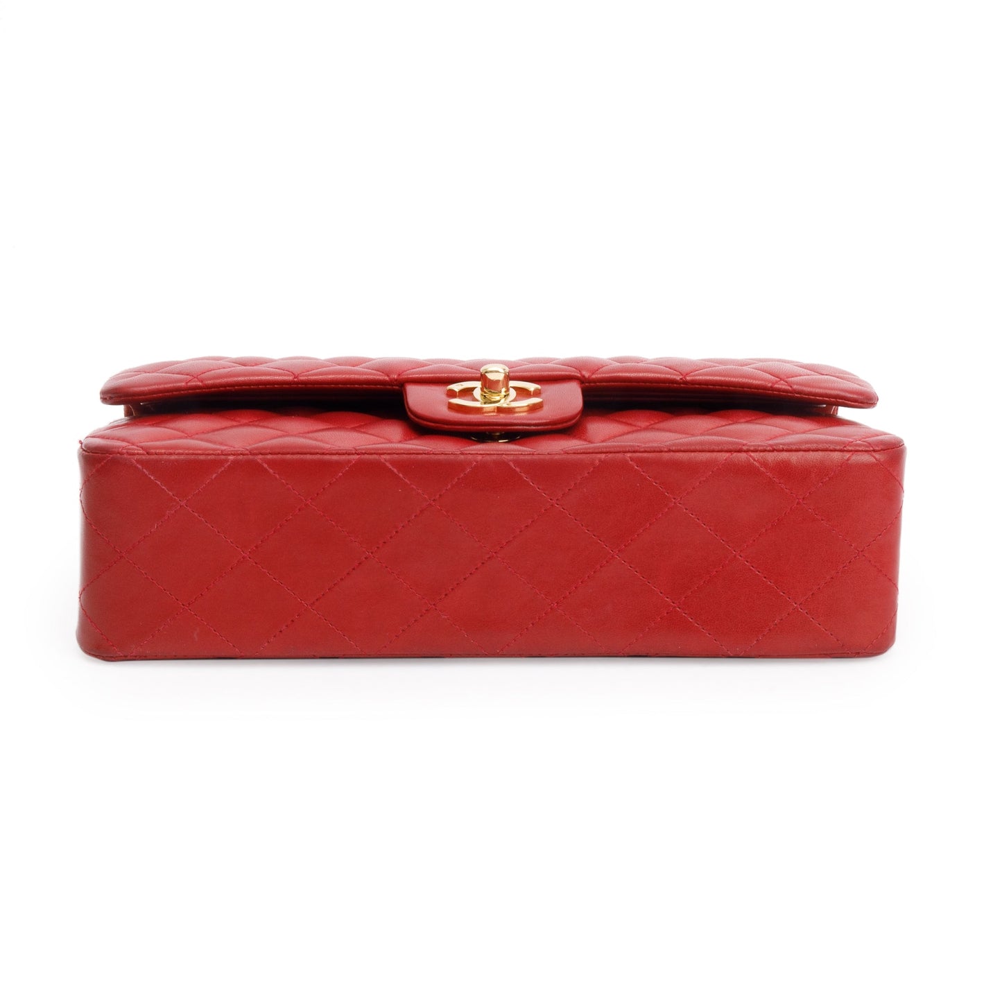Chanel Vintage Red Quilted Lambskin Leather Classic Medium Double Flap Bag