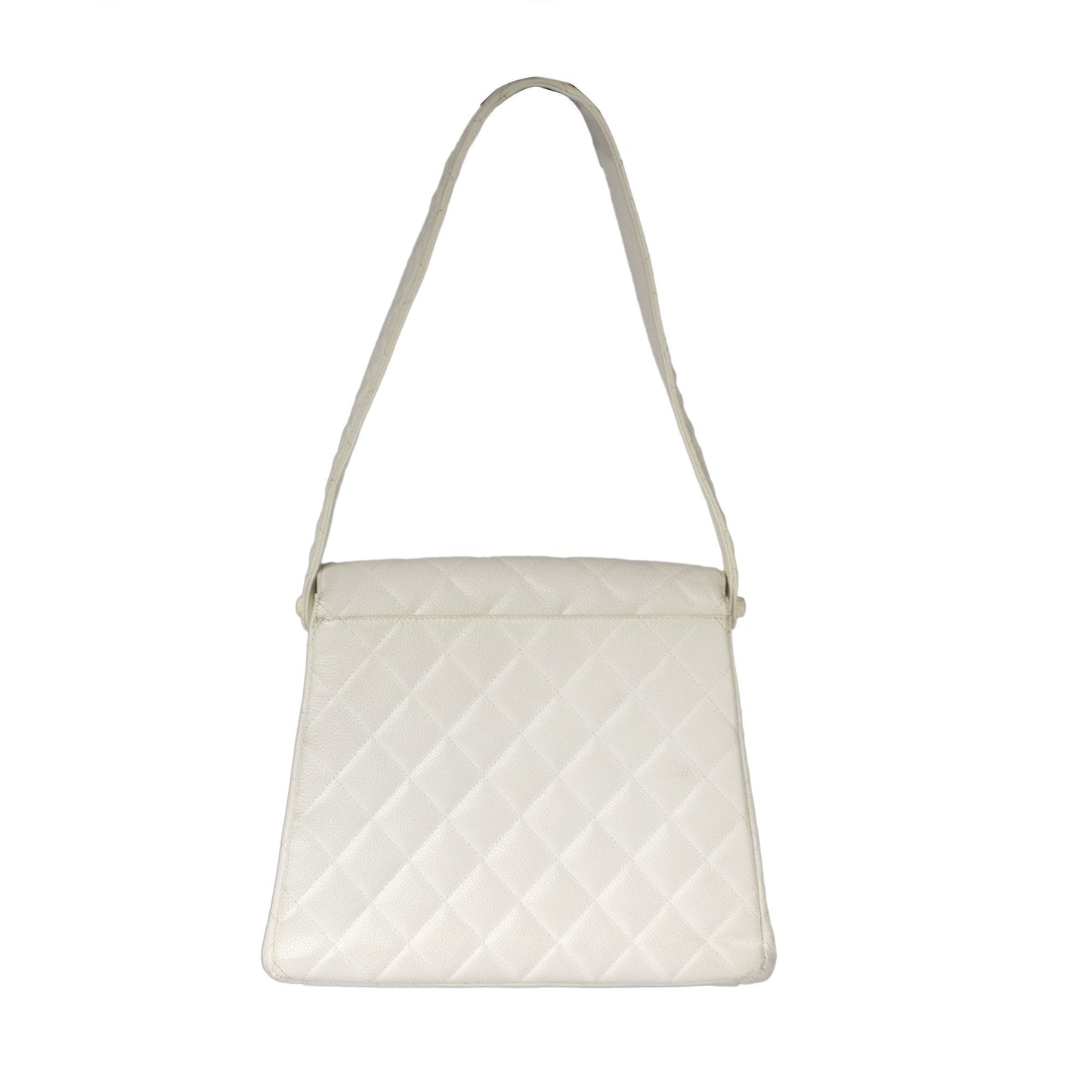 Chanel Vintage Small Quilted Caviar CC Flap Shoulder Bag