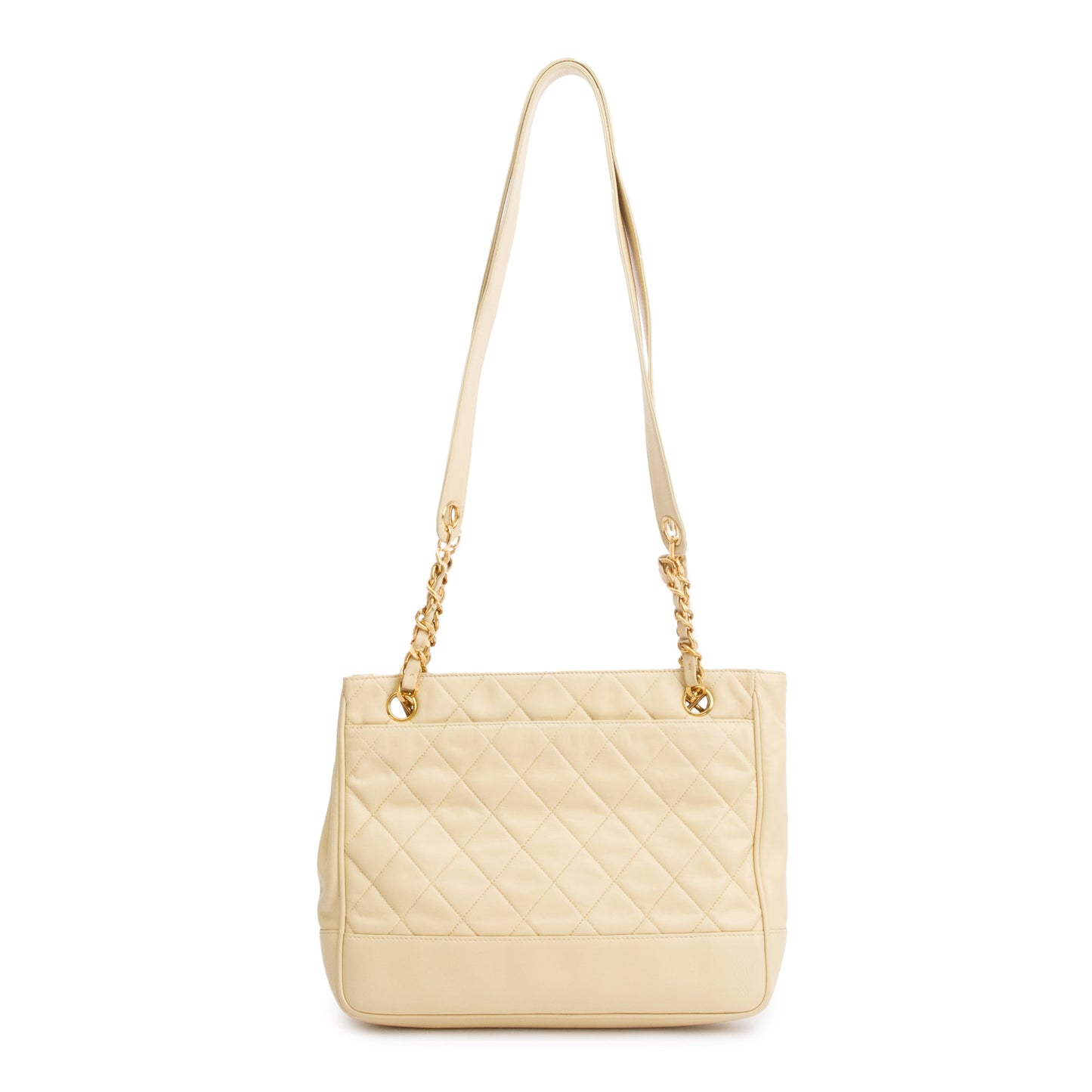 Chanel Vintage Yellow Calfskin Leather Chain Tote