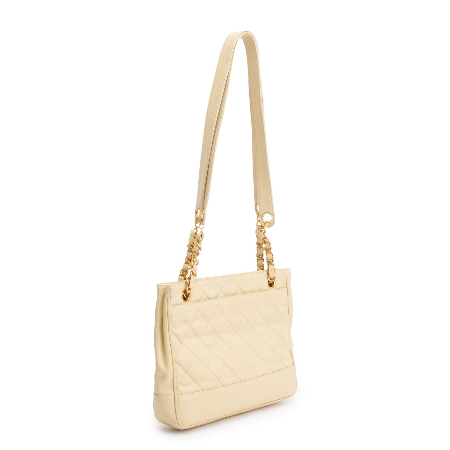 Chanel Vintage Yellow Calfskin Leather Chain Tote