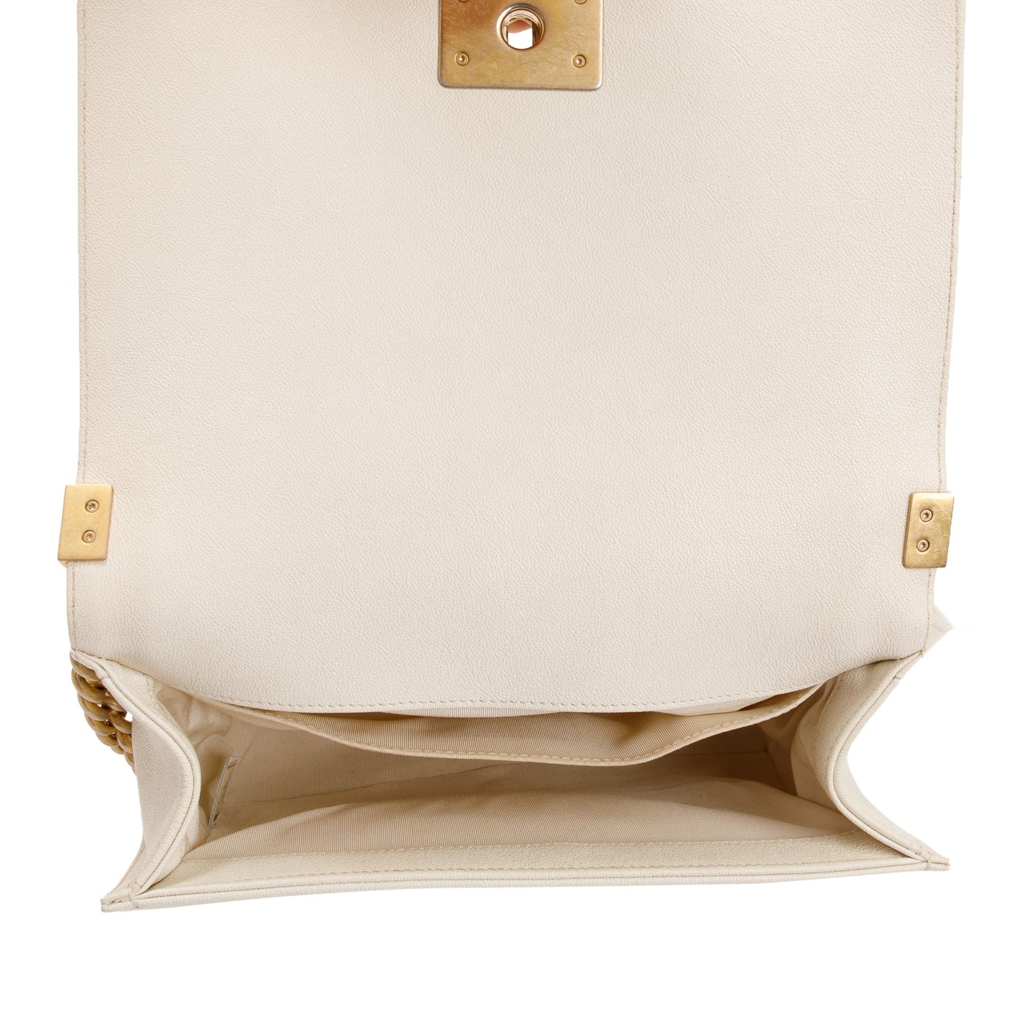 Chanel White Calfskin Leather Medium Boy Bag