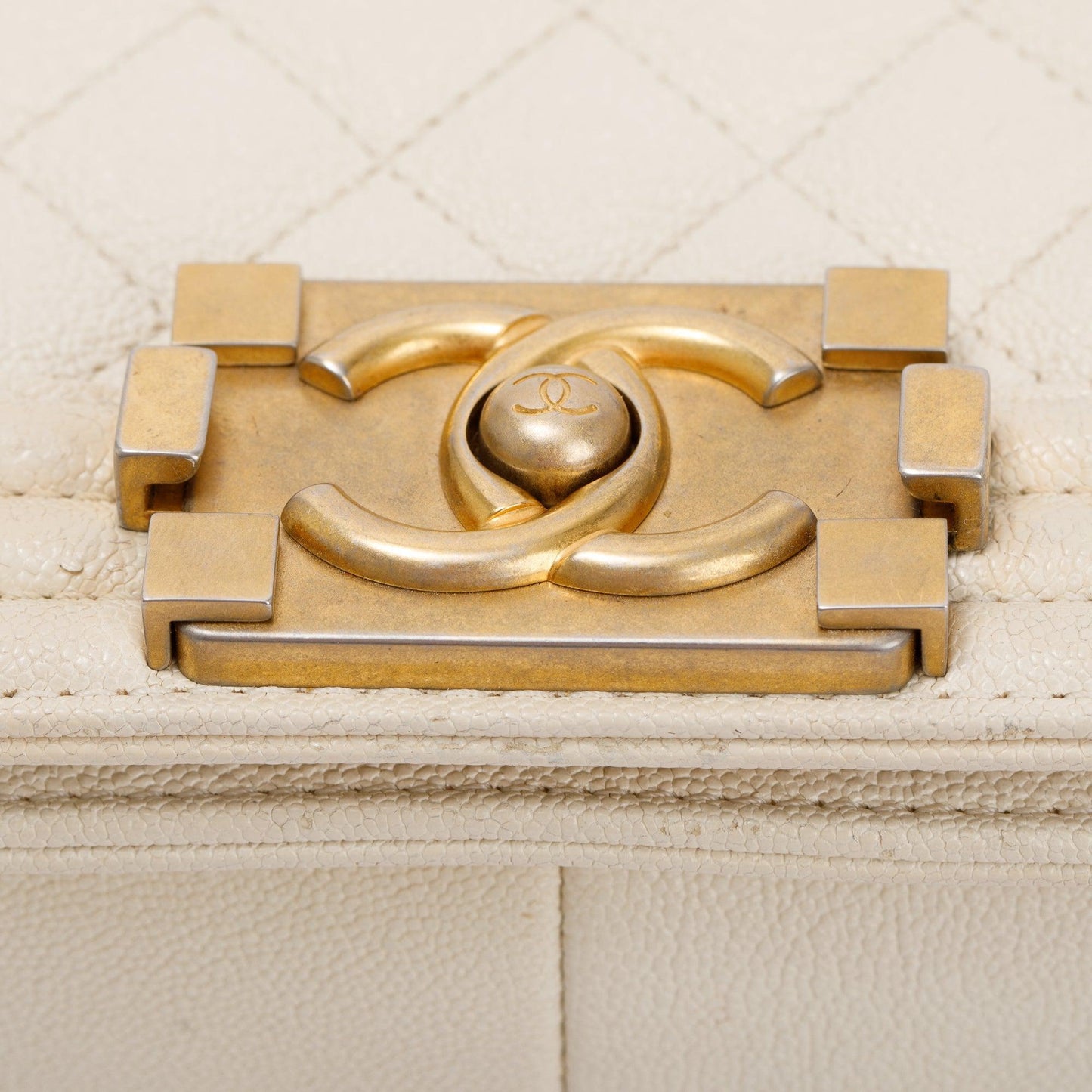 Chanel White Calfskin Leather Medium Boy Bag