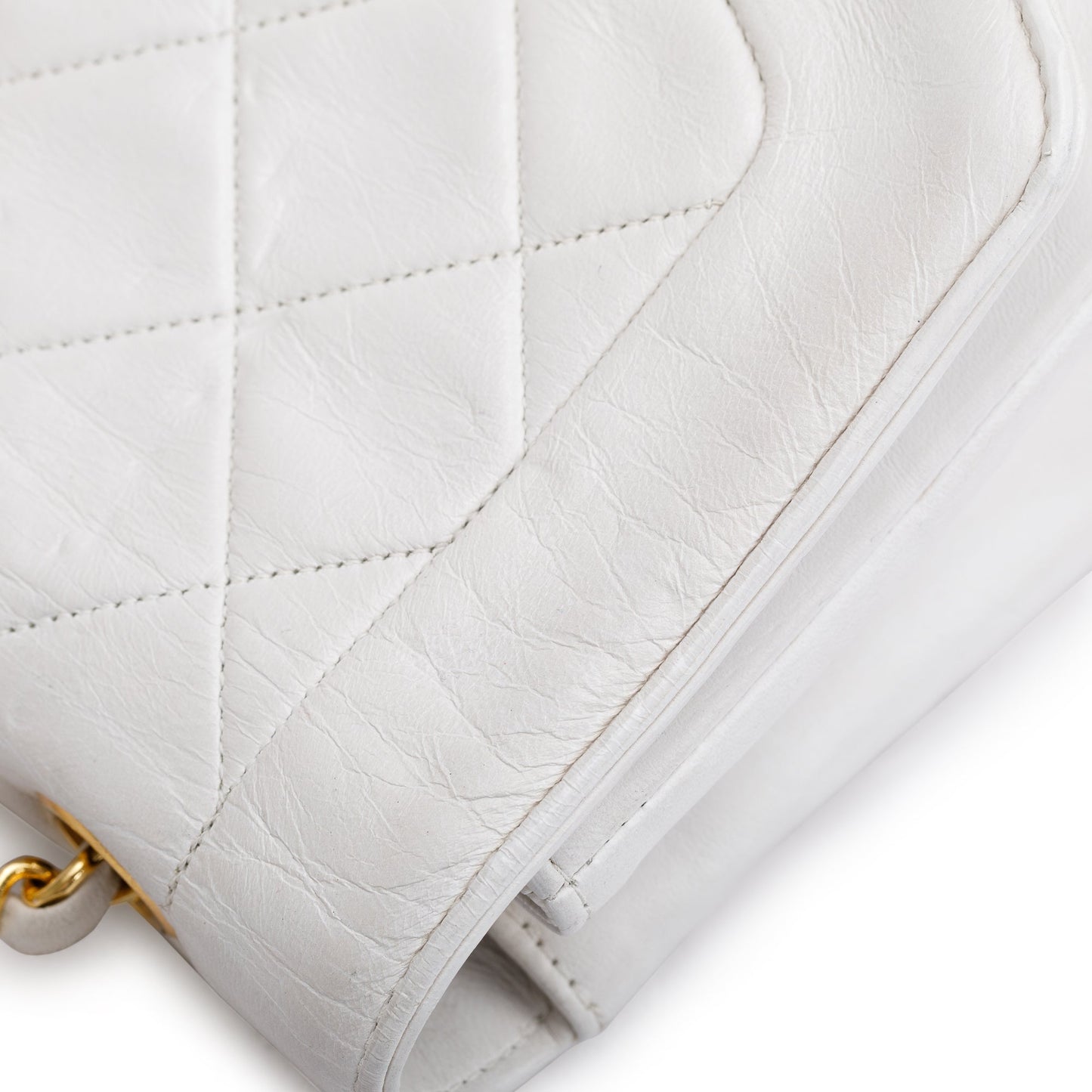 Chanel White Calfskin Leather Medium Diana Flap Bag