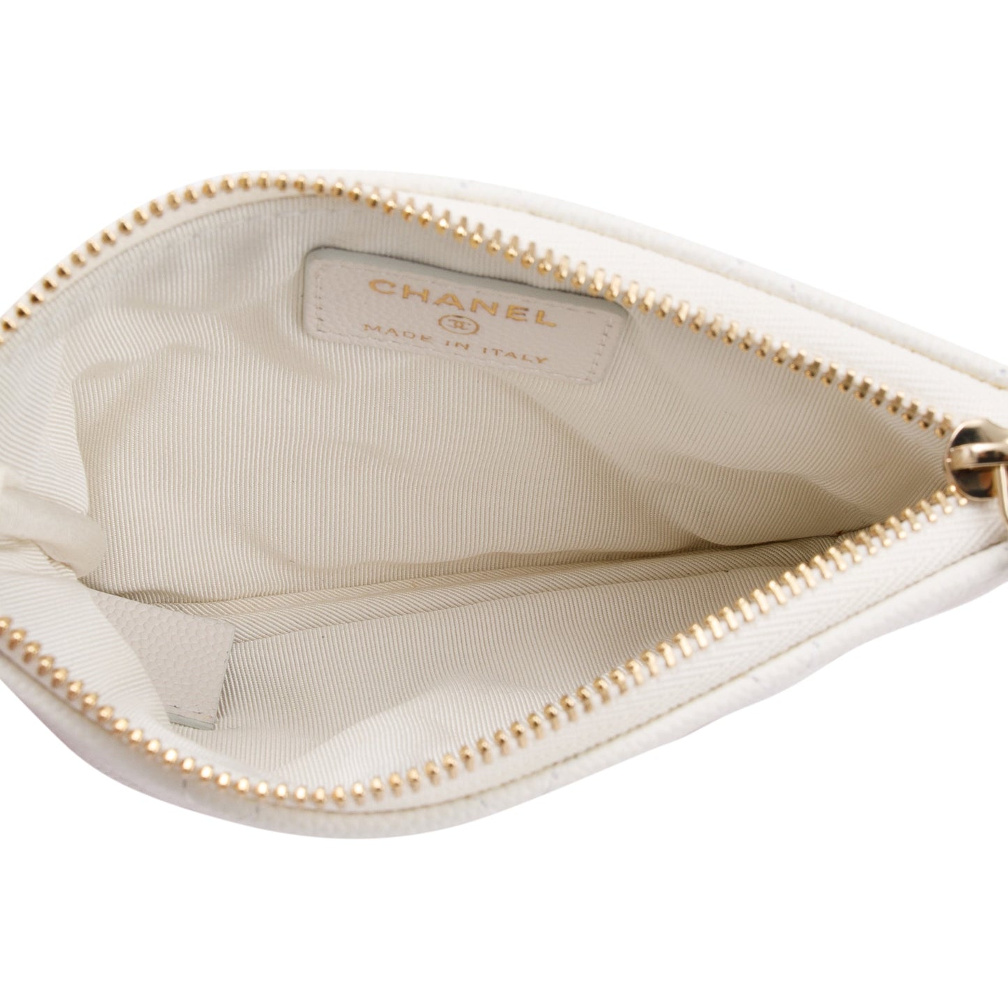 Chanel White Caviar Classic Mini O-Case Pouch