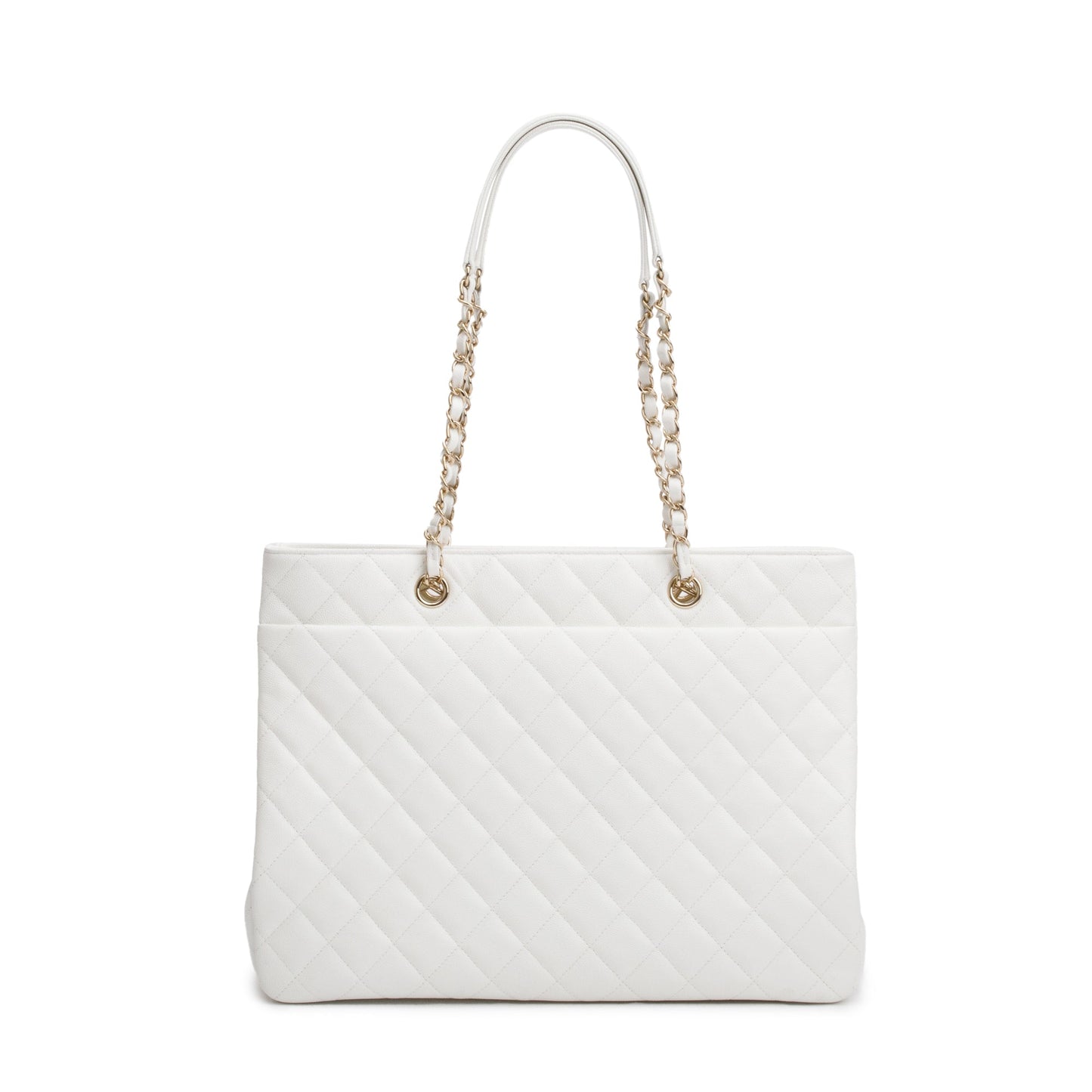 Chanel White Caviar Leather Classic Timeless Large Shopping Tote