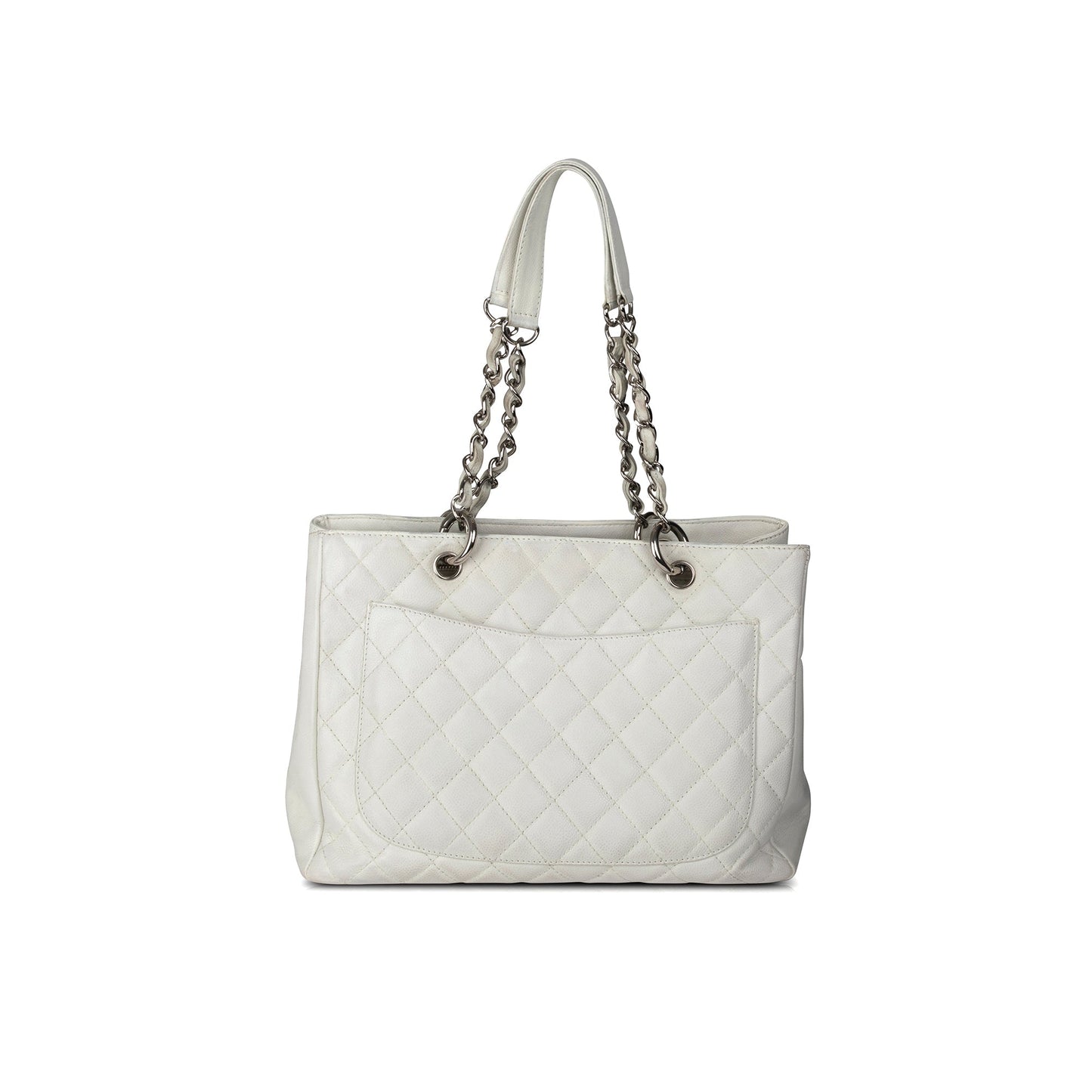 Chanel White Caviar Leather Grand Shopping Tote (GST)