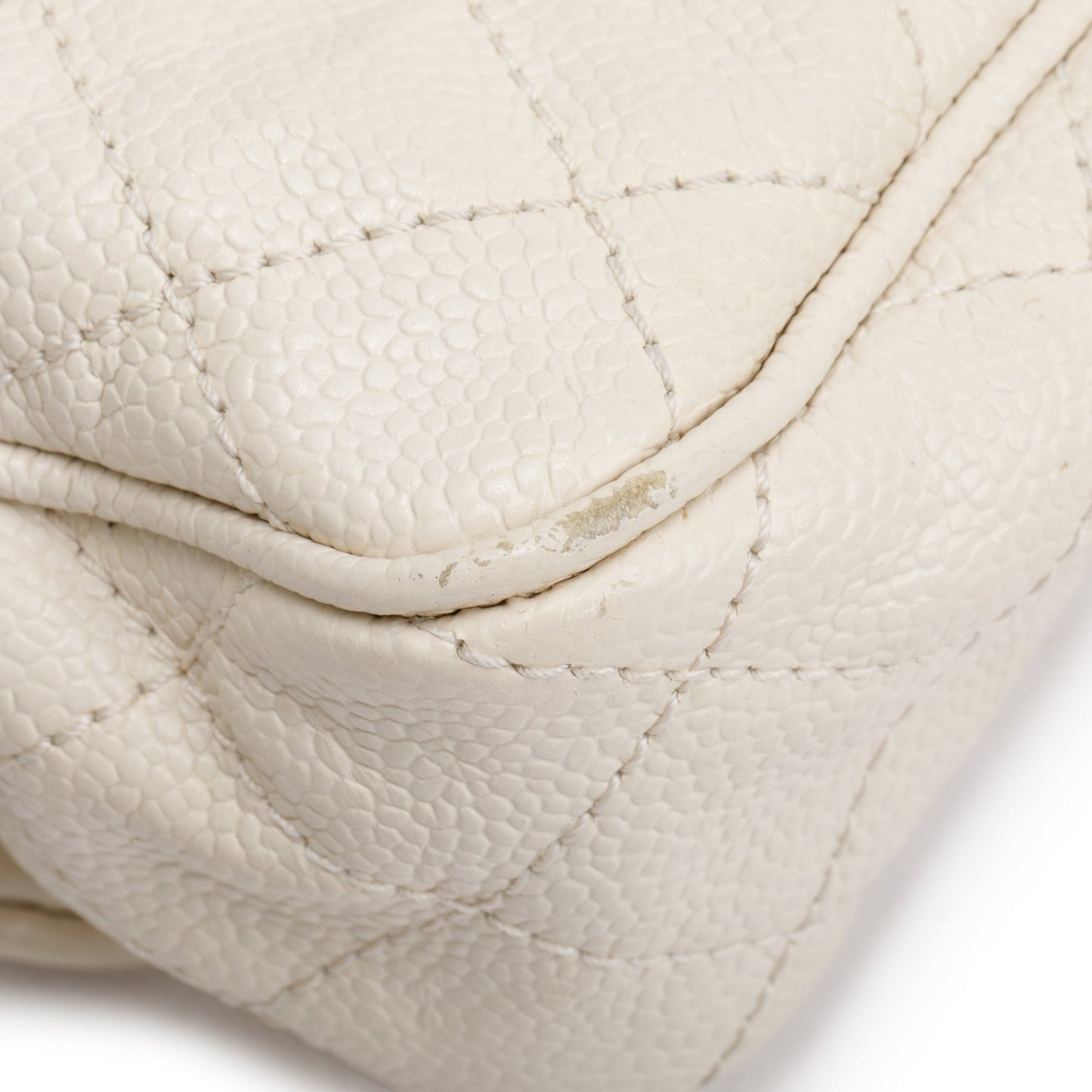 Chanel White Caviar Leather Medium Easy Flap Bag