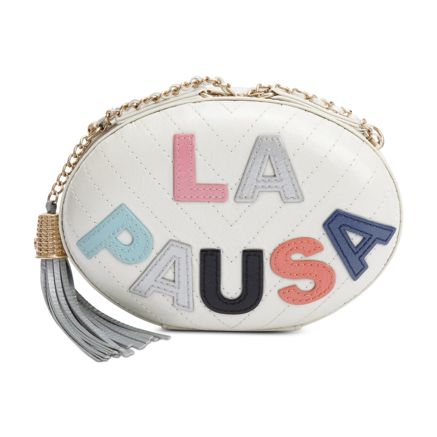Chanel White Multicolor Calfskin Leather La Pausa Tassel Clutch Crossbody Bag
