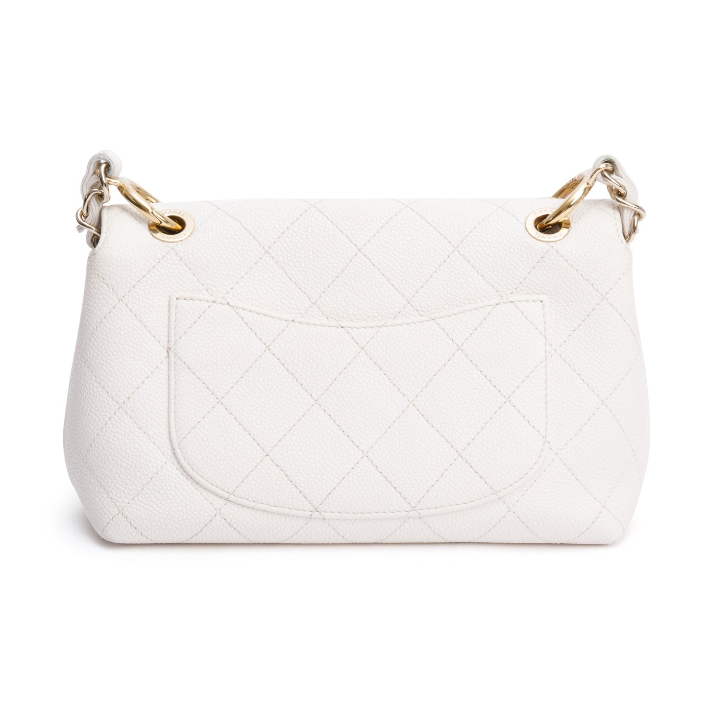 Chanel White Quilted Caviar Leather Small City Walk Flap Bag