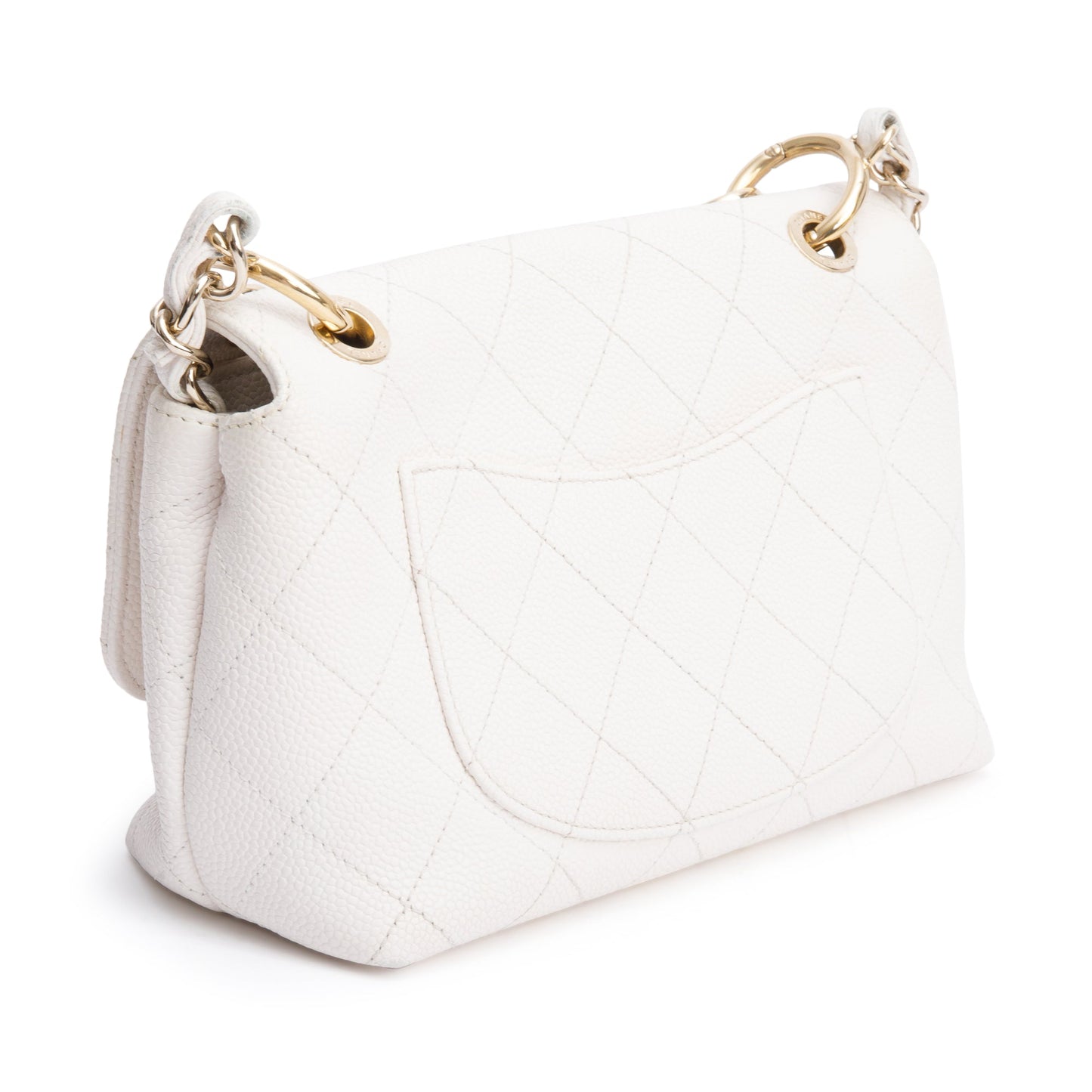 Chanel White Quilted Caviar Leather Small City Walk Flap Bag
