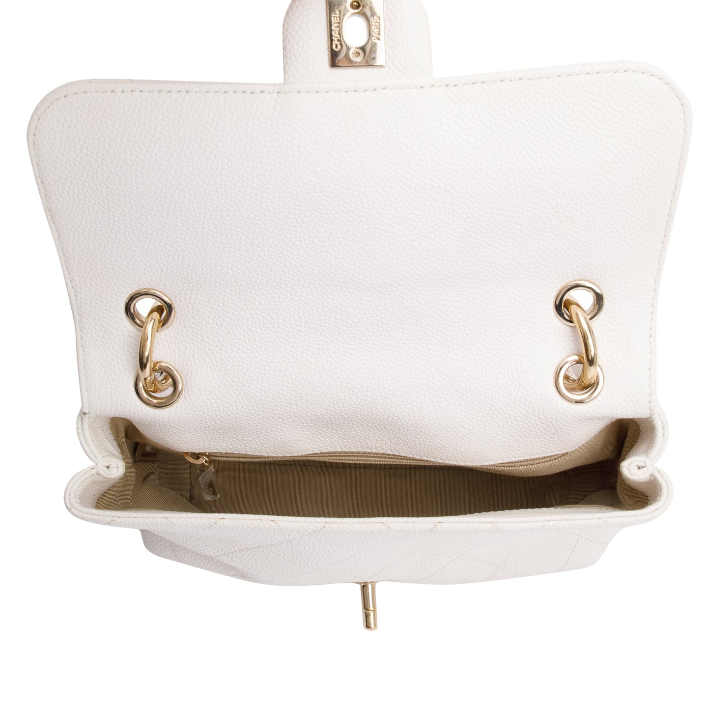 Chanel White Quilted Caviar Leather Small City Walk Flap Bag
