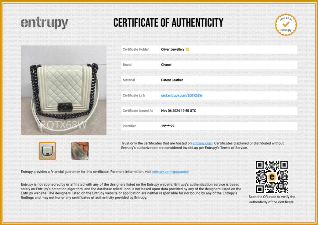 Chanel White Quilted Leather Small Gentle Boy Bag