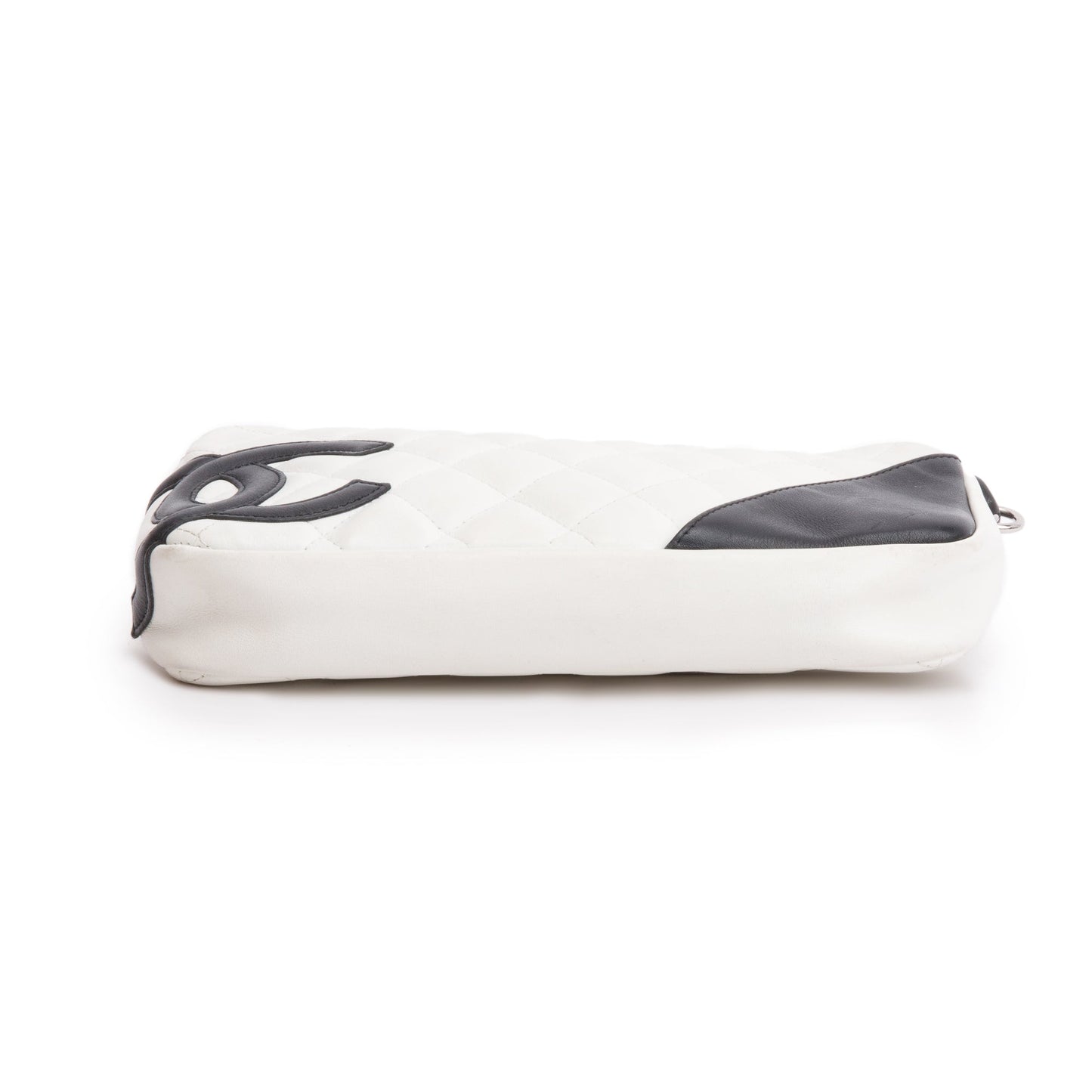 Chanel White/Black Calfskin Leather Ligne Cambon Pochette
