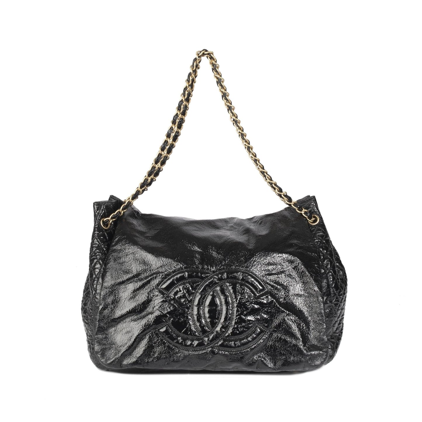 Chanel XL Patent Rock & Chain Accordion Flap Bag