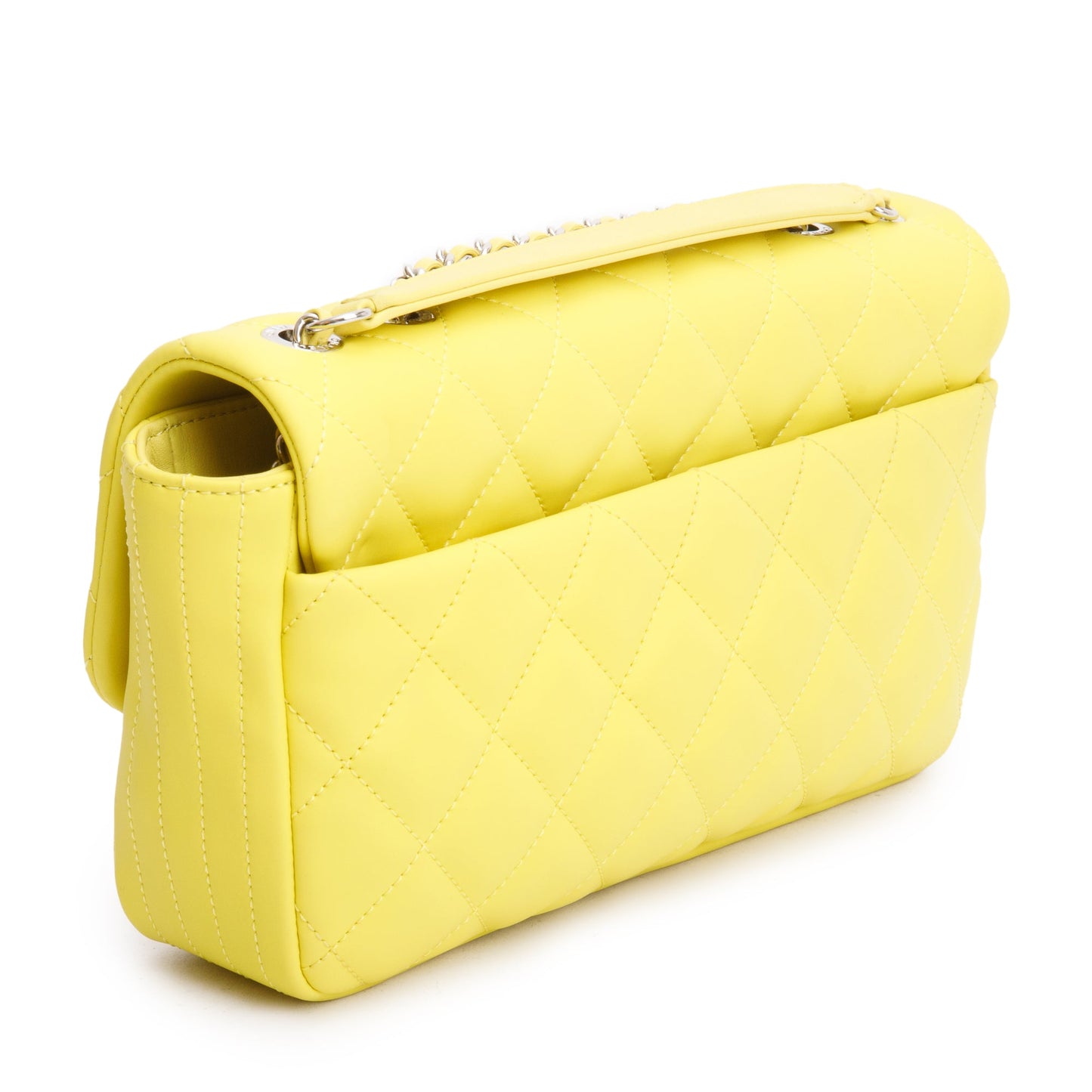 Chanel Yellow Quilted Lambskin Leather Medium Rain Flap Bag