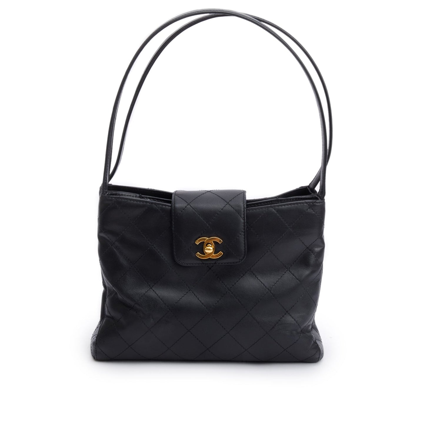 Chanel Black Quilted Calfskin Leather CC Shoulder Bag